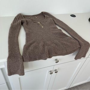 Free People Brown Knit Scoopneck Sweater